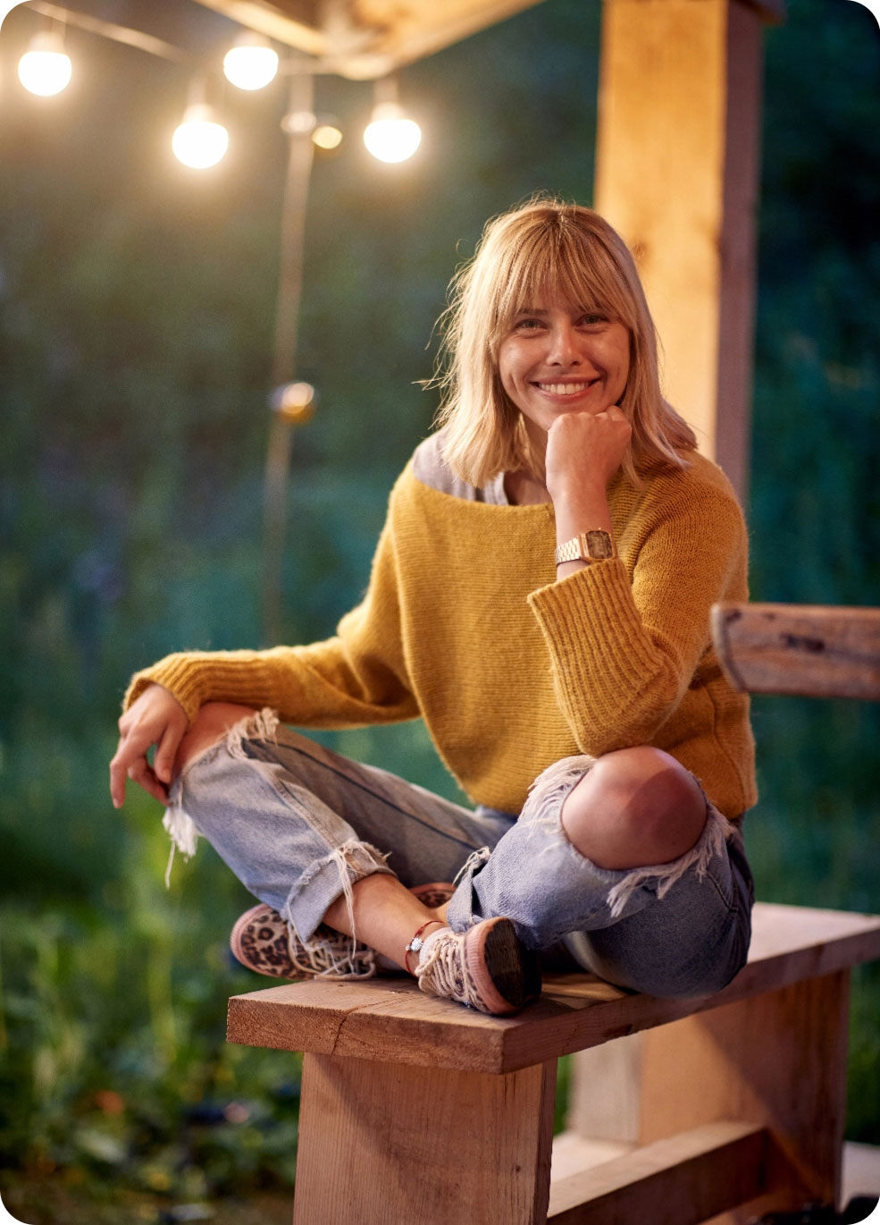 Smiling lady sitting